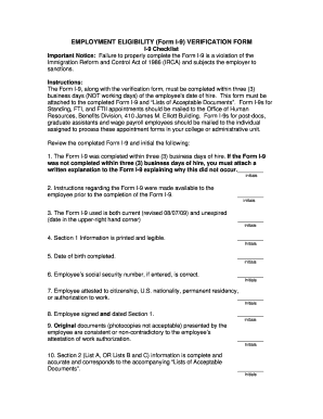 Employment Eligibility Verification Form I-9