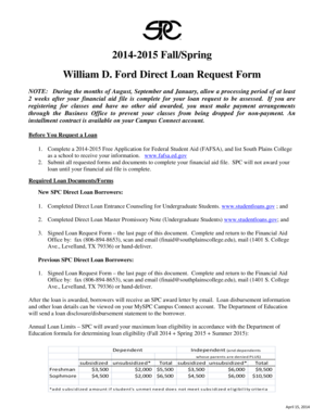 William D. Ford Direct Loan Request Form
