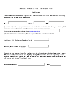 2011-2012 William D. Ford Loan Request Form