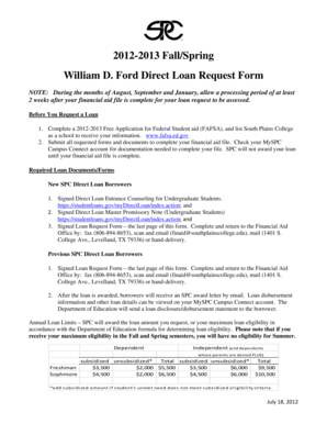 William D. Ford Direct Loan Request Form
