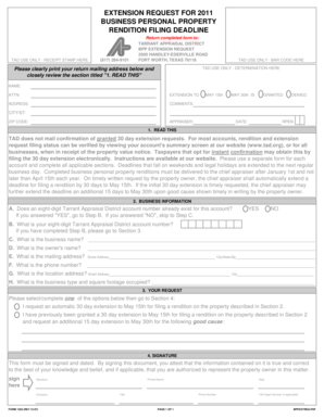 Tarrant Appraisal District Business Personal Property Extension Request