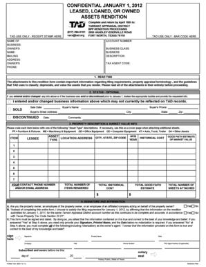 Texas Business Personal Property Rendition Form