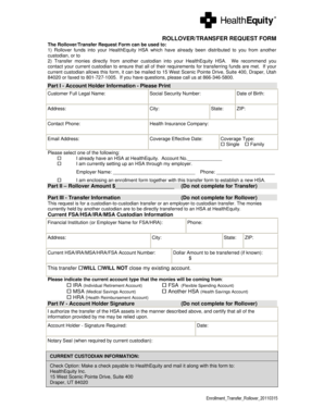 HealthEquity HSA Rollover/Transfer Request Form