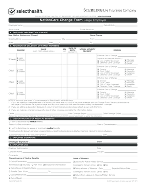 SelectHealth NationCare Change Form