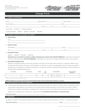 Health Insurance Change Form