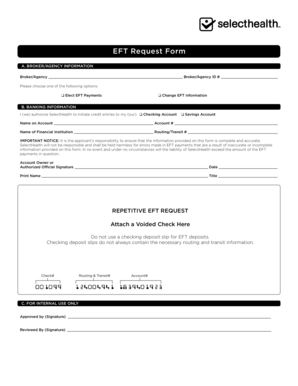 SelectHealth EFT Request Form