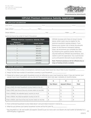 HIPUtah Premium Assistance Subsidy Application