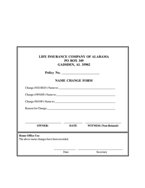 Alabama Life Insurance Name Change Form