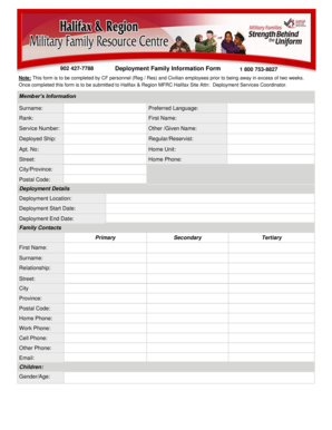 Deployment Family Information Form