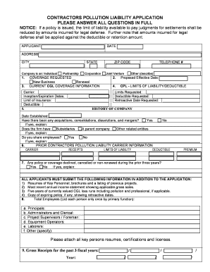 Contractors Pollution Liability Application