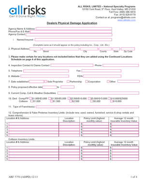 Dealers Physical Damage Application