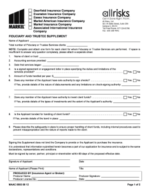 Fiduciary and Trustee Services Application