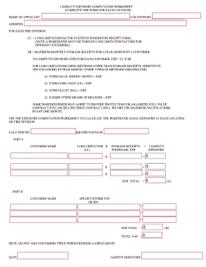 Liability Exposure Computation Worksheet