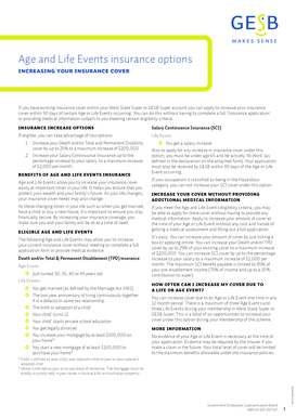 Age and Life Events Insurance Options Form