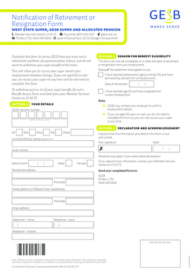 Notification of Retirement or Resignation Form