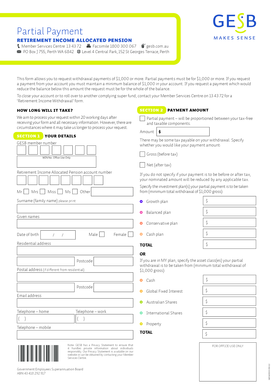 Retirement Income Allocated Pension Partial Payment Form