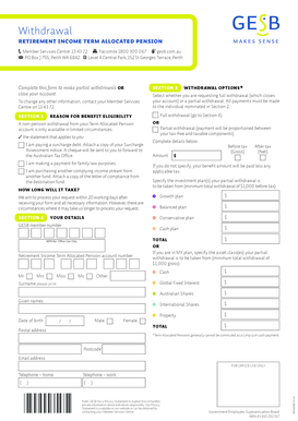 Retirement Income Term Allocated Pension Withdrawal Form