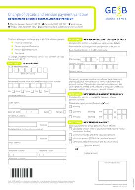 Retirement Income Term Allocated Pension Change Form
