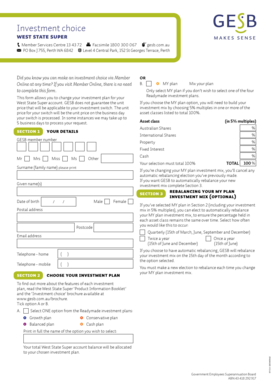 West State Super Investment Choice Form