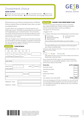 GESB Super Investment Choice Form