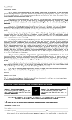 Marietta Residential Electric Governmental Aggregation Program Opt-Out Form