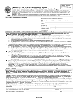 Teacher Loan Forgiveness Application