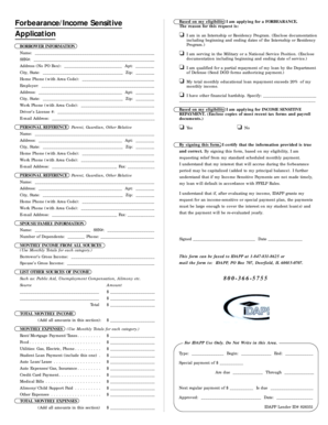 Forbearance/Income Sensitive Application Form