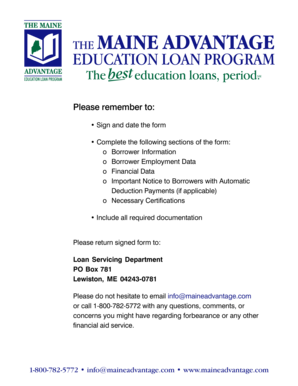 Maine Advantage Education Loan Forbearance Request