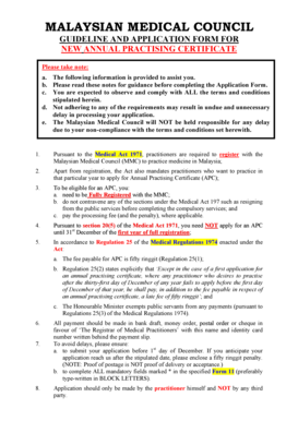 Malaysian Medical Council Annual Practising Certificate Application