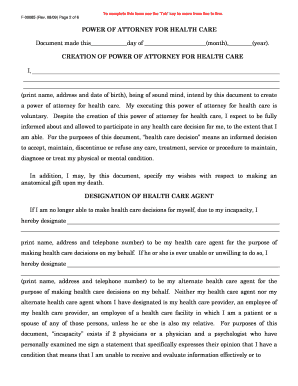 F-00085 Power of Attorney for Health Care 8-3-09doc