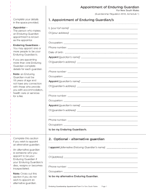 Enduring Guardian Appointment Form