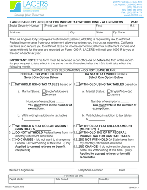 LACERS Larger Annuity Tax Withholding Form W-4P