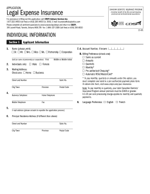 Canadian Dentists' Legal Expense Insurance Application