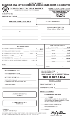 Oswego County Cover Sheet