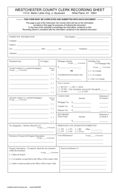 Westchester County Clerk Recording Sheet