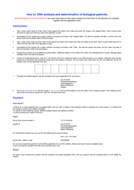 DNA Paternity Test Application Form