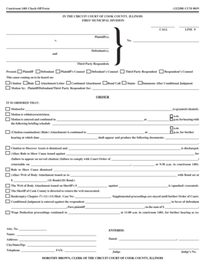 Courtroom 1401 Check-Off Form