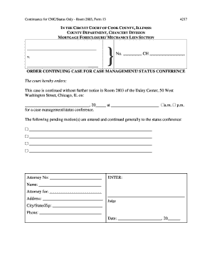 Court Order for Case Management Status Conference
