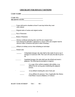 Default Motion Checklist