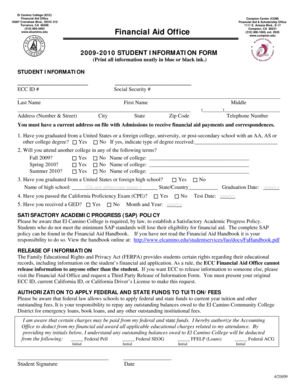 2009-2010 Student Information Form