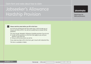 Jobseeker’s Allowance Hardship Provision Claim Form