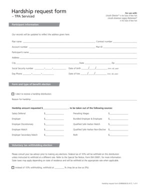 New York Hardship Request Form