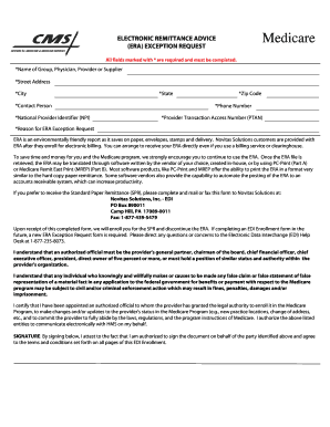 Medicare ERA Exception Request Form