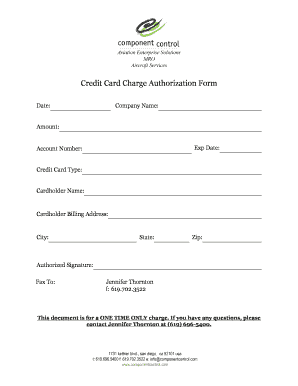 Credit Card Charge Authorization Form