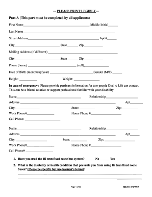 Dial-A-Lift ADA Paratransit Application