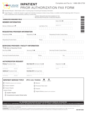 Prior Authorization Fax Form