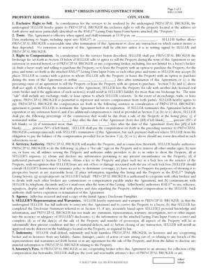 RMLS Oregon Listing Contract Form