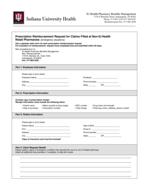 IU Health Pharmacy Reimbursement Request Form