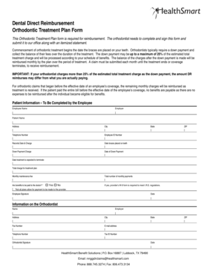 Orthodontic Treatment Plan Reimbursement Form