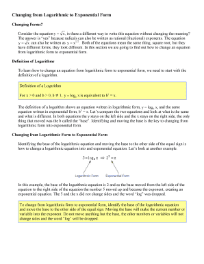 Changing from Logarithmic to Exponential Form - mesacc